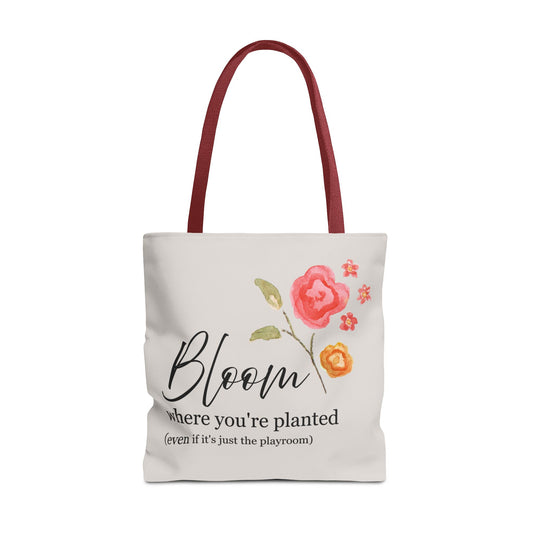 Floral 'Bloom Where You're Planted' Tote Bag
