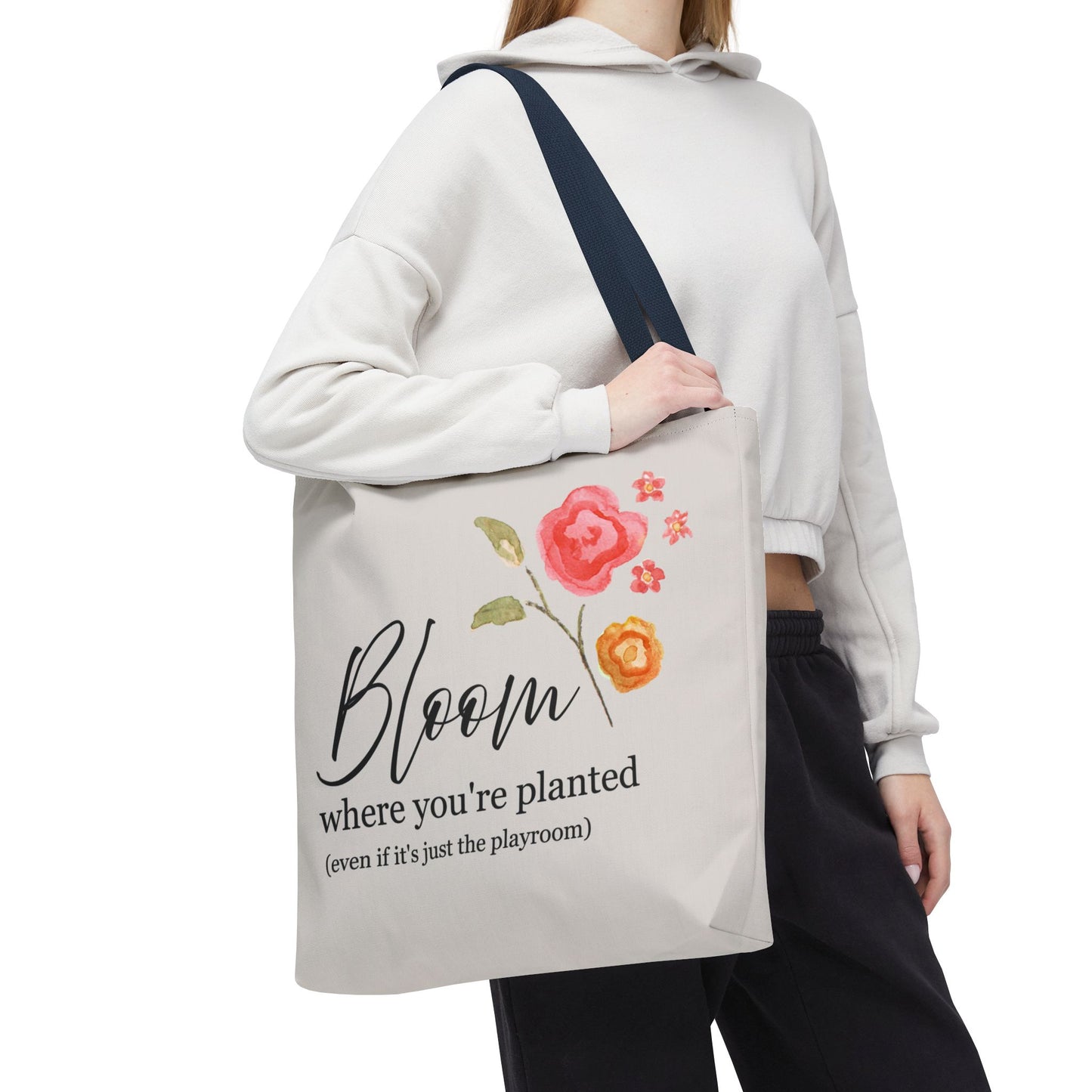 Floral 'Bloom Where You're Planted' Tote Bag