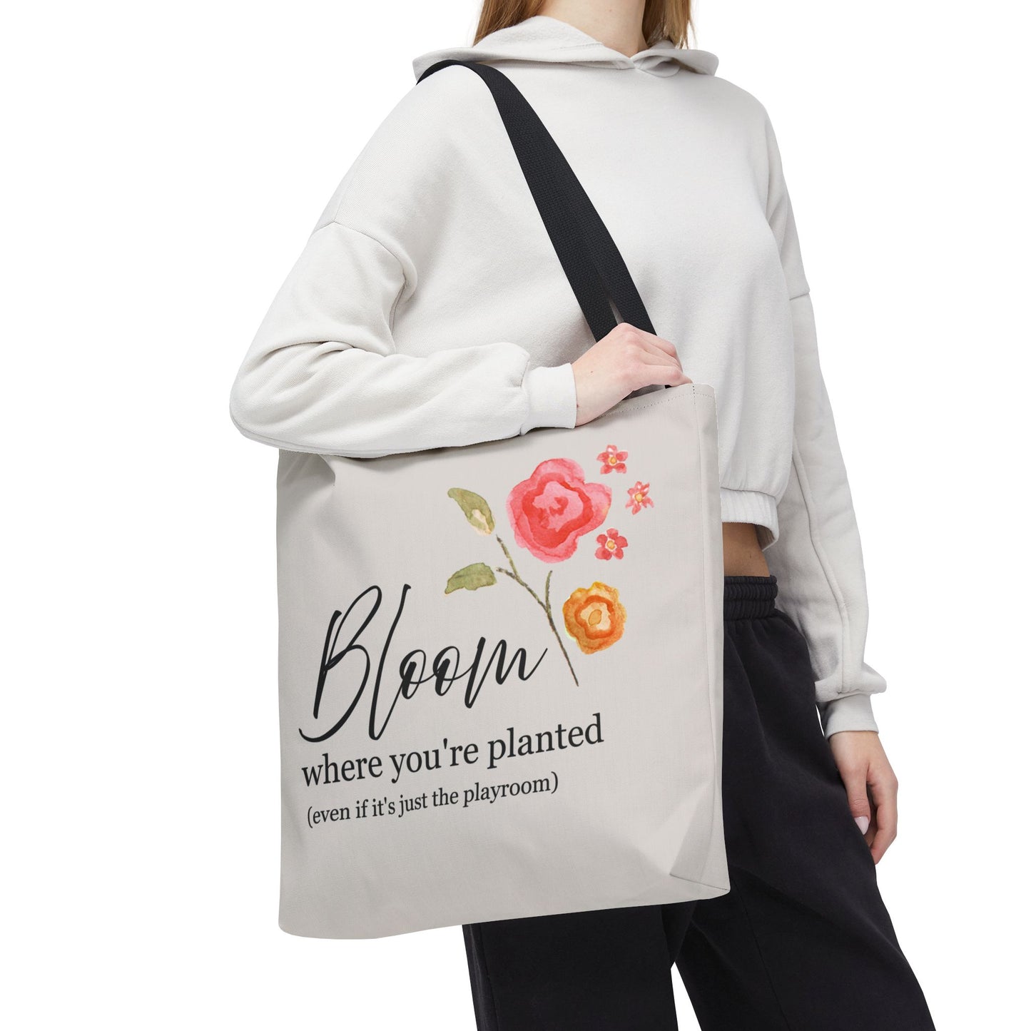 Floral 'Bloom Where You're Planted' Tote Bag