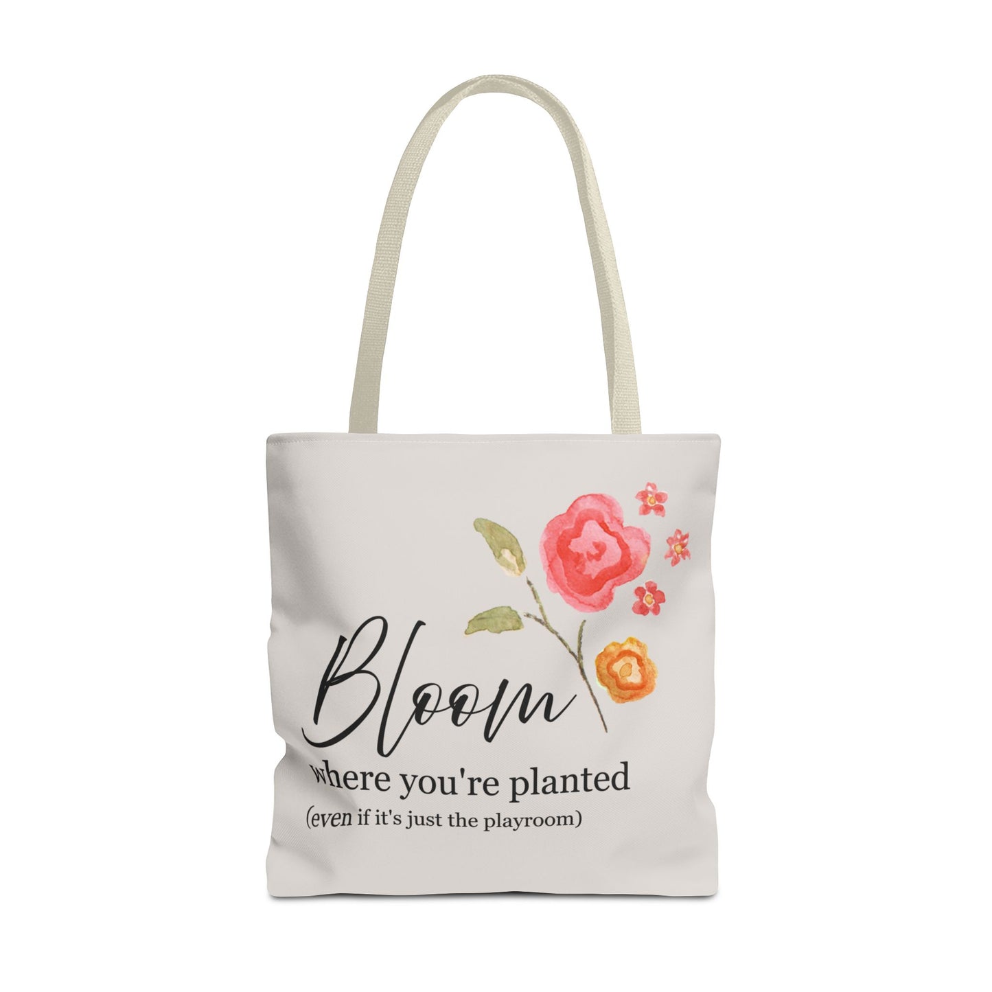 Floral 'Bloom Where You're Planted' Tote Bag