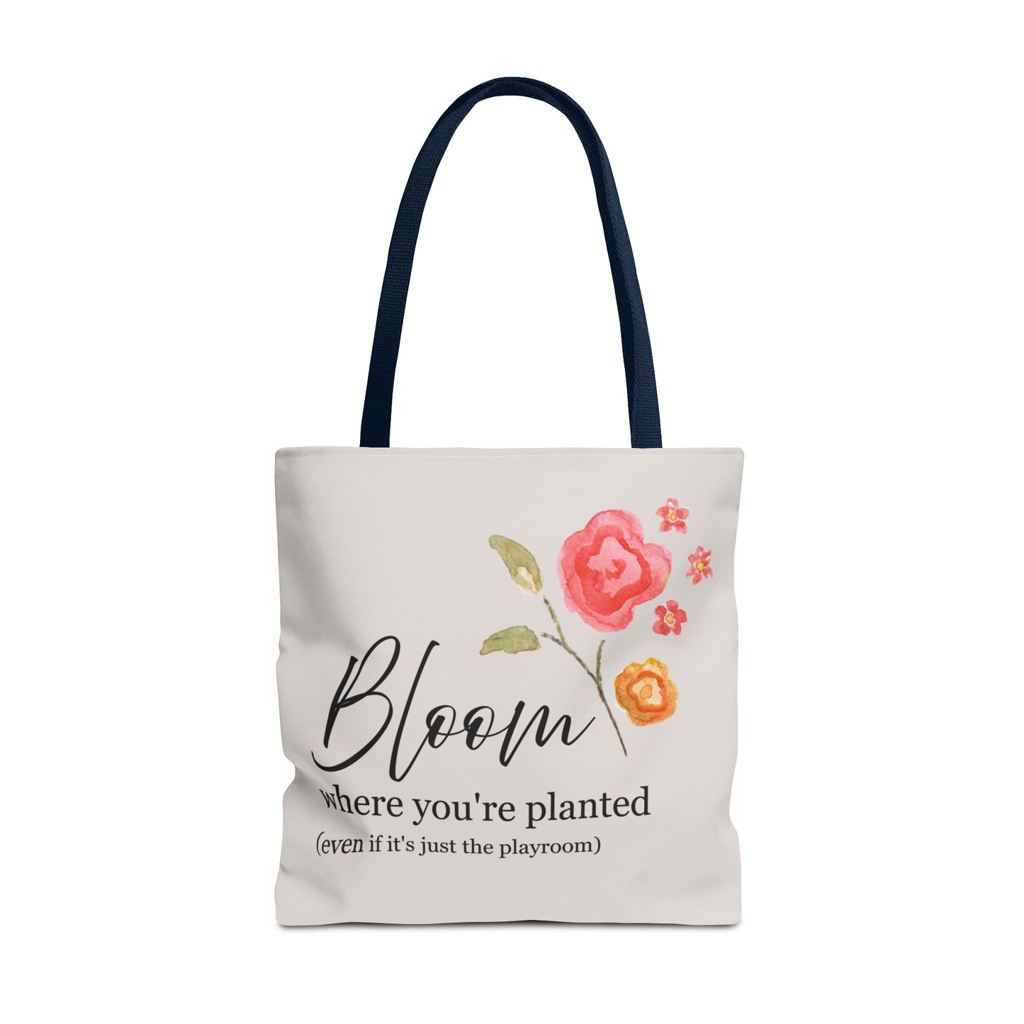 Floral 'Bloom Where You're Planted' Tote Bag