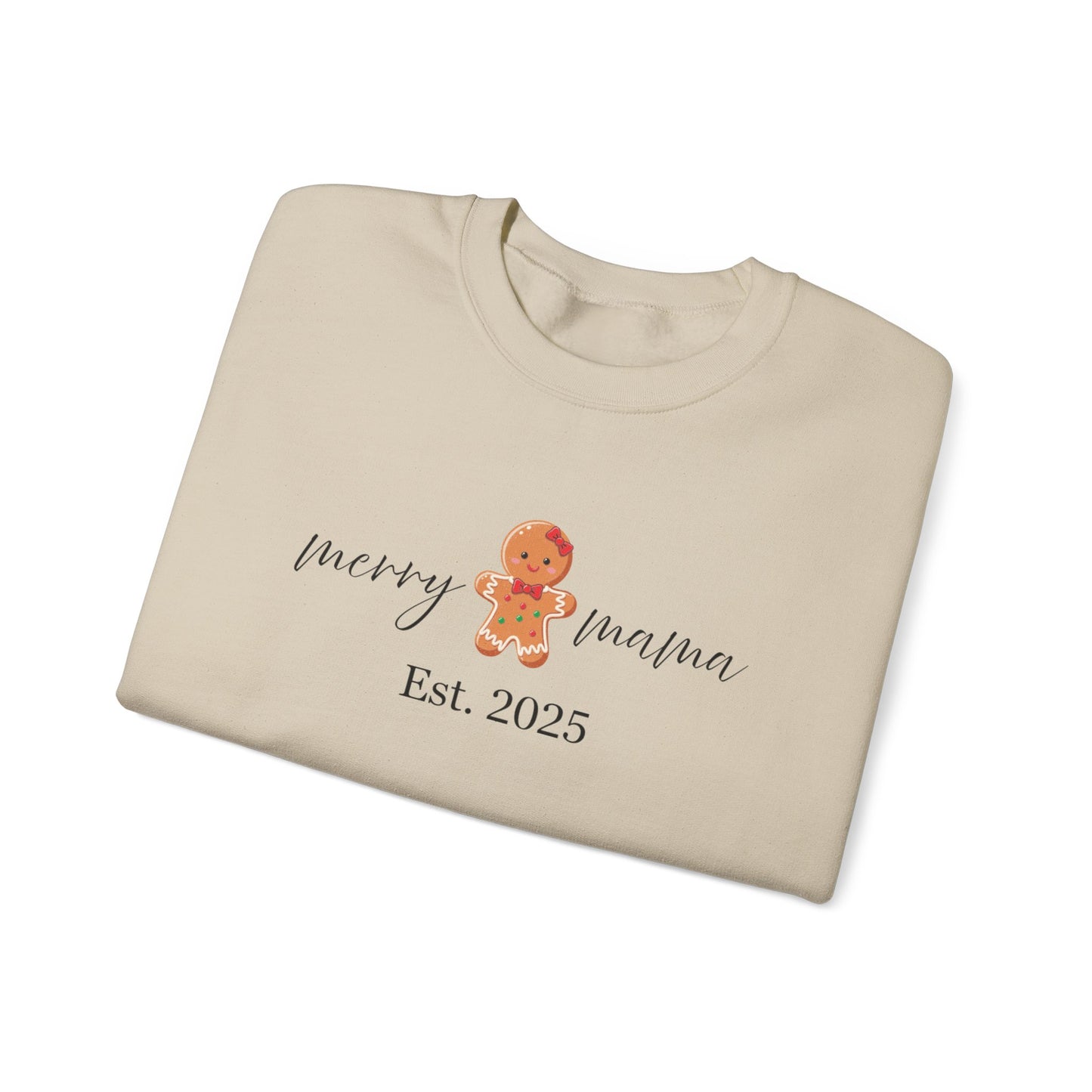 "Merry Mamma Est. 2025" – Gingerbread Holiday Mom Crewneck